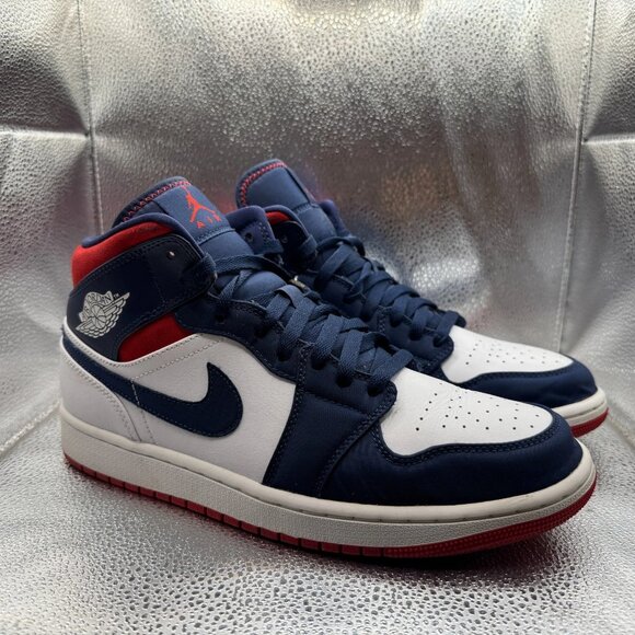 Size 10 Air Jordan 1 Mid SE Hyper Royal‎ White Olympic USA Sneakers 852542-104